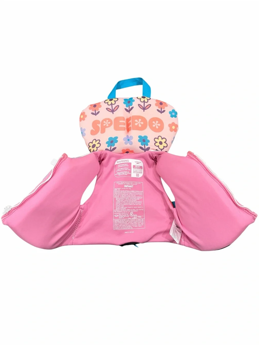 Speedo Type II PFD Infant Life Jacket Flotation Vest Floral Pink/Purple <30 lbs